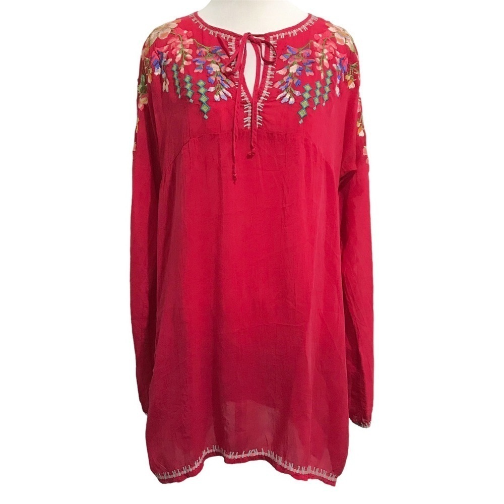 Johnny Was Vanessa Georgette Embroidered Tunic Size Medium